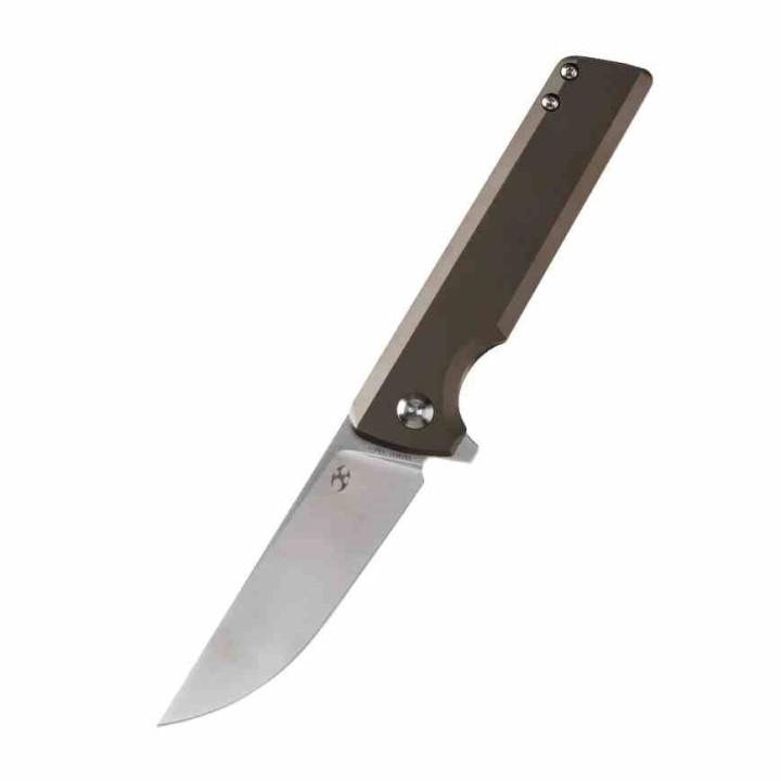 Couteau Kansept Anomaly Bronze Manche Titane Lame Acier CPM-S35VN Kwaiken FrameLock IKBS Clip K2038A1 - Livraison Gratuite