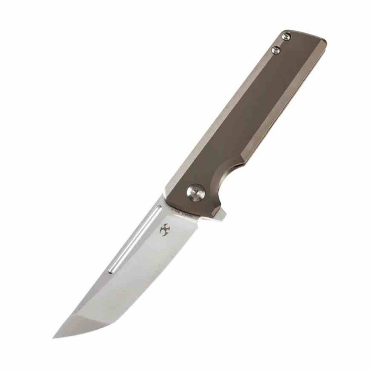 Couteau Kansept Anomaly Bronze Manche Titane Lame Acier CPM-S35VN Tanto FrameLock IKBS Clip K2038T1 - Livraison Gratuite