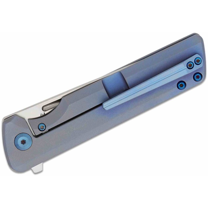 Couteau Kansept Anomaly Blue Orange Peel Manche Titane Lame Acier CPM-S35VN Tanto IKBS Clip K2038T3 - Livraison Gratuite