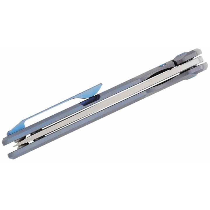 Couteau Kansept Anomaly Blue Orange Peel Manche Titane Lame Acier CPM-S35VN Tanto IKBS Clip K2038T3 - Livraison Gratuite