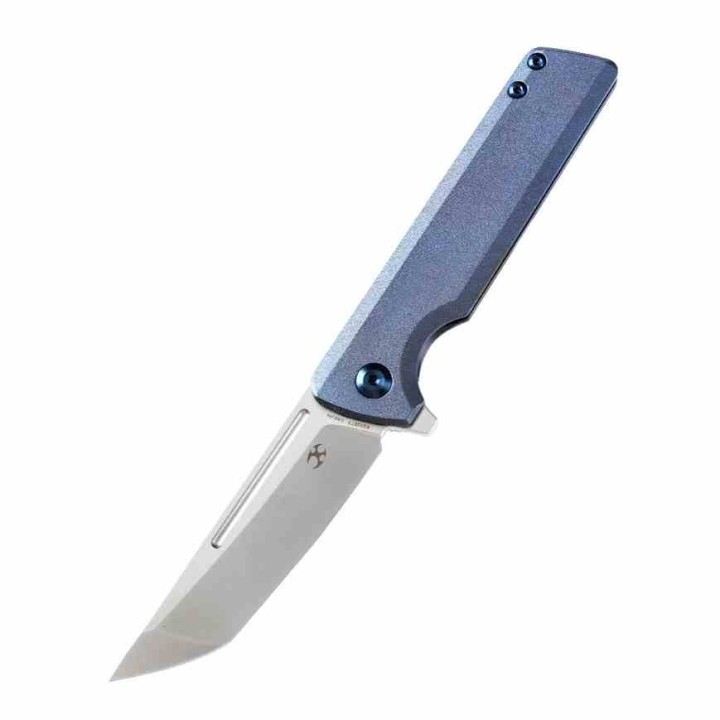 Couteau Kansept Anomaly Blue Orange Peel Manche Titane Lame Acier CPM-S35VN Tanto IKBS Clip K2038T3 - Livraison Gratuite