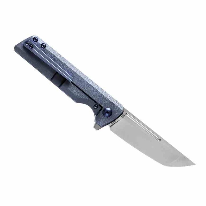 Couteau Kansept Anomaly Blue Orange Peel Manche Titane Lame Acier CPM-S35VN Tanto IKBS Clip K2038T3 - Livraison Gratuite