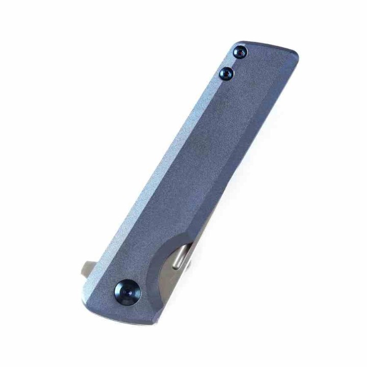 Couteau Kansept Anomaly Blue Orange Peel Manche Titane Lame Acier CPM-S35VN Tanto IKBS Clip K2038T3 - Livraison Gratuite