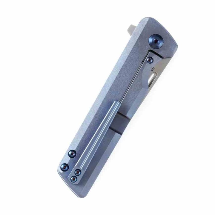 Couteau Kansept Anomaly Blue Orange Peel Manche Titane Lame Acier CPM-S35VN Tanto IKBS Clip K2038T3 - Livraison Gratuite