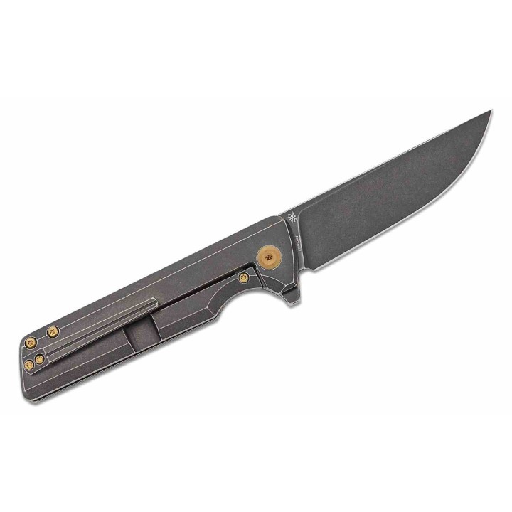 Couteau Kansept Anomaly BlackWash Manche Titane Lame Acier CPM-S35VN Drop Point FrameLock IKBS Clip K2038A2 - Livraison Gratuite