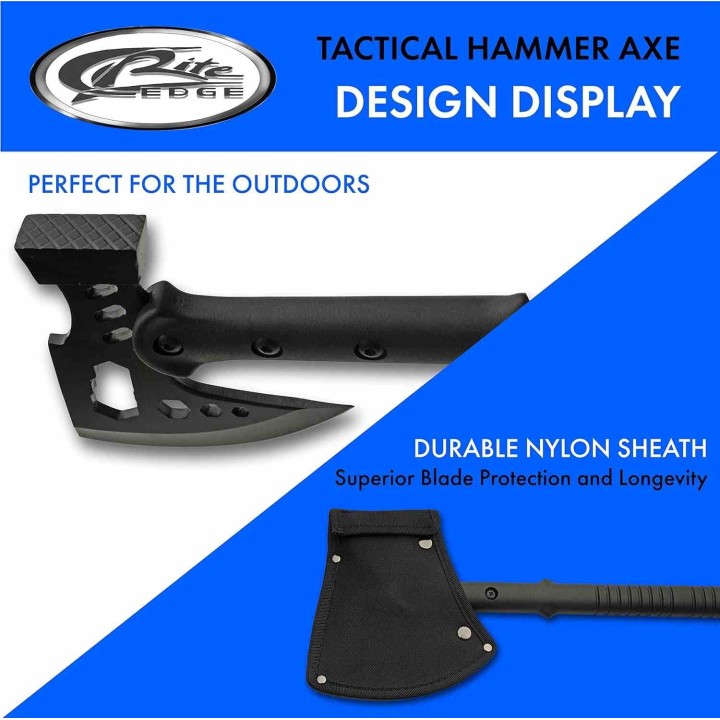 Hache Tactical Rite Edge Axe Hammer Lame Acier Inox Manche ABS Etui Nylon CN211557 - Livraison Gratuite