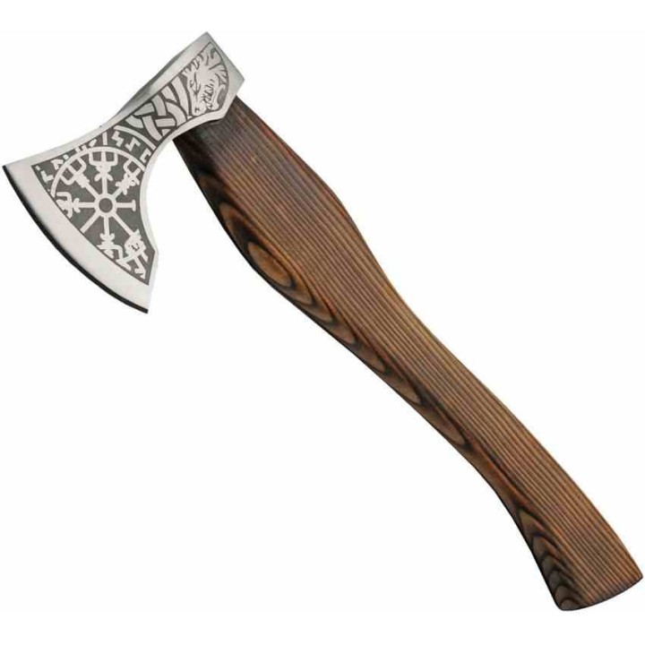 Grosse Hache Nordic Fenrir Viking Axe Lame Acier Inox Manche Bois Etui Cuir Artisanat PA882458 - Livraison Gratuite