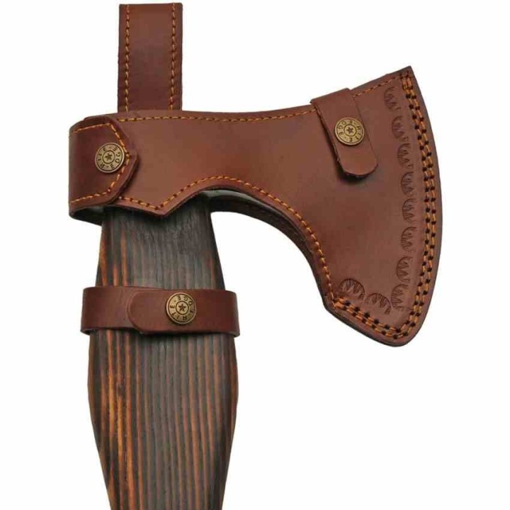 Grosse Hache Nordic Fenrir Viking Axe Lame Acier Inox Manche Bois Etui Cuir Artisanat PA882458 - Livraison Gratuite