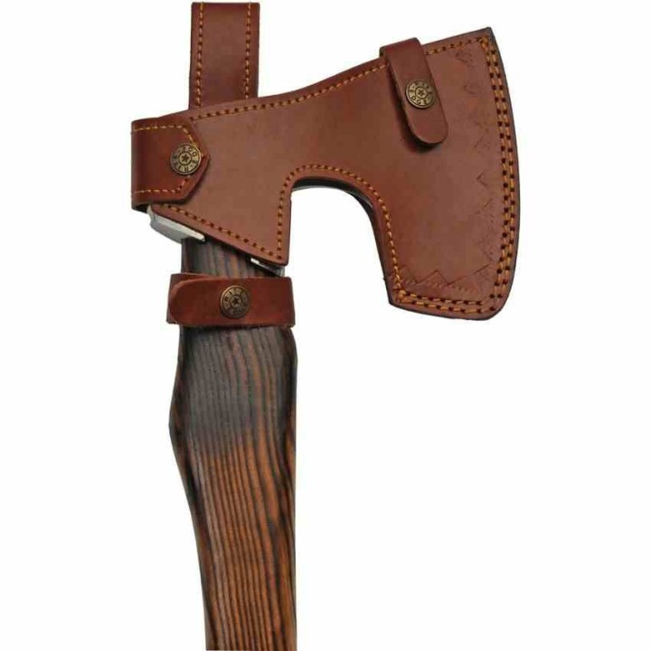 Grosse Hache Viking Fallen Forest Axe Lame Acier Carbone Manche Bois Etui Cuir PA882457 - Livraison Gratuite