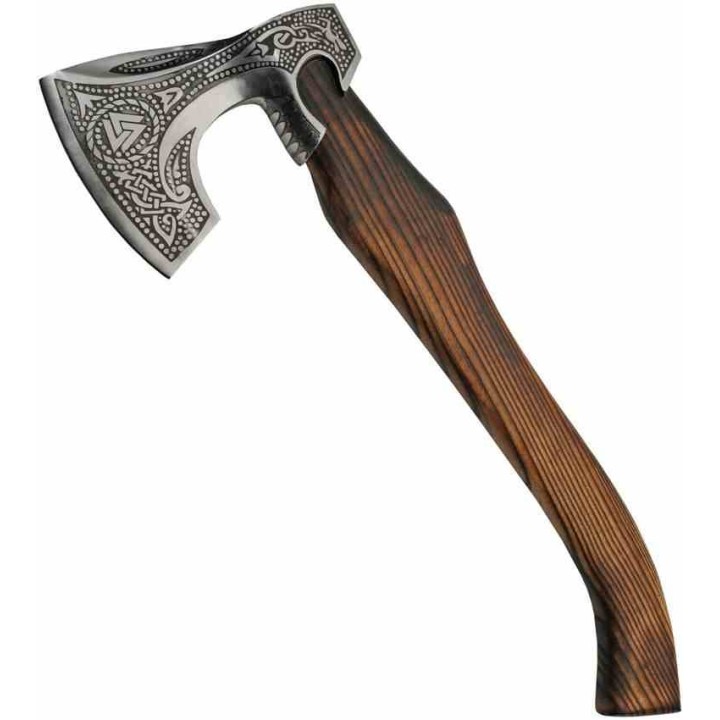 Grosse Hache Viking Fallen Forest Axe Lame Acier Carbone Manche Bois Etui Cuir PA882457 - Livraison Gratuite