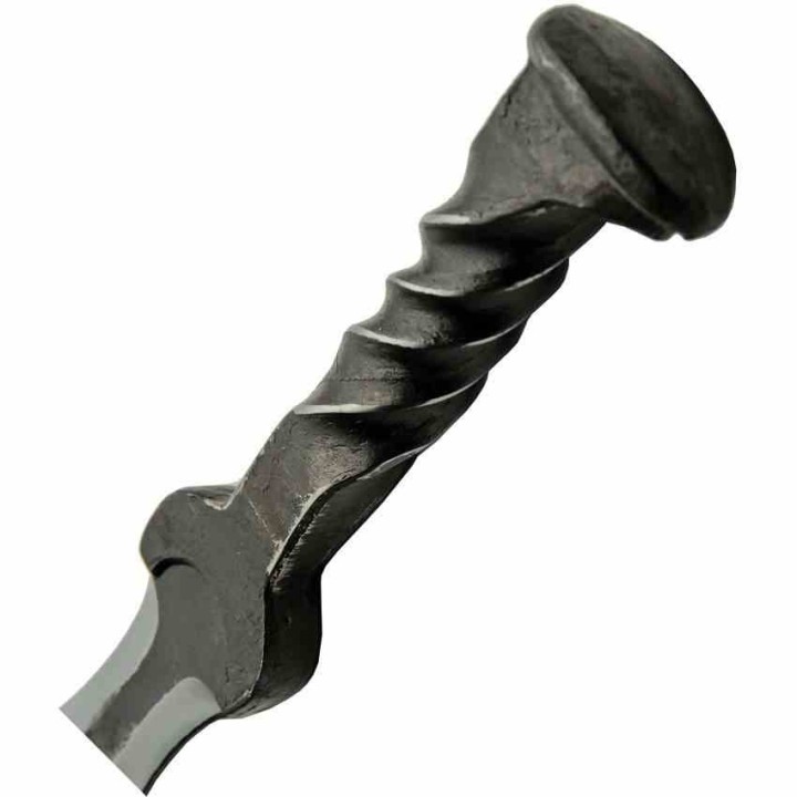 Dague Wrench Sgian Dubh Spike Medieval Forgée Dans un Clou de Rail Acier Carbone Etui Cuir PA4444 - Livraison Gratuite
