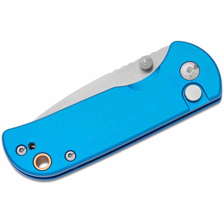 Couteau CJRB Cutlery Mica Blue Lame Acier AR-RPM9 Satin Manche Aluminum Button Lock IKBS Clip J1934BU - Livraison Gratuite