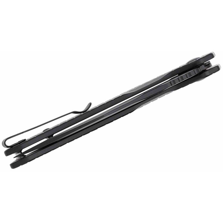 Couteau CJRB Frack Black Lame Acier AR-RPM9 Black Manche Acier IKBS Button Lock IKBS Clip J1931BFST - Livraison Gratuite