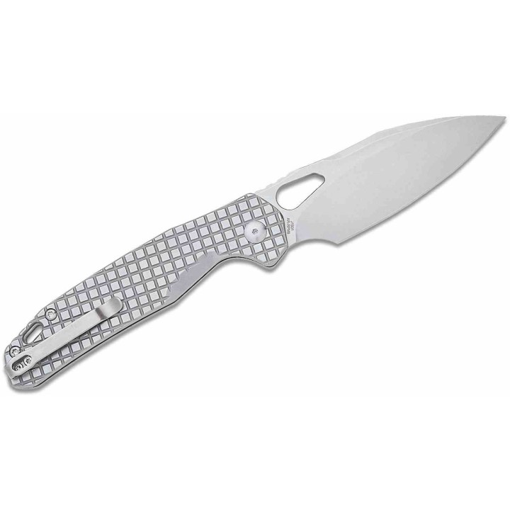 Couteau CJRB Frack Gray Lame Acier AR-RPM9 Stonewash Manche Acier IKBS Button Lock Clip J1931FST - Livraison Gratuite