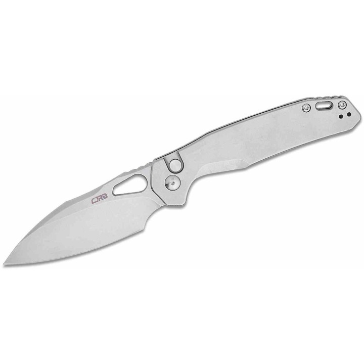 Couteau CJRB Frack Gray Lame Acier AR-RPM9 Stonewash Manche Acier IKBS Button Lock Clip J1931ST - Livraison Gratuite