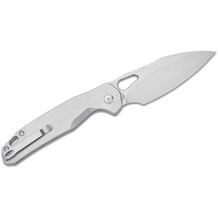 Couteau CJRB Frack Gray Lame Acier AR-RPM9 Stonewash Manche Acier IKBS Button Lock Clip J1931ST - Livraison Gratuite