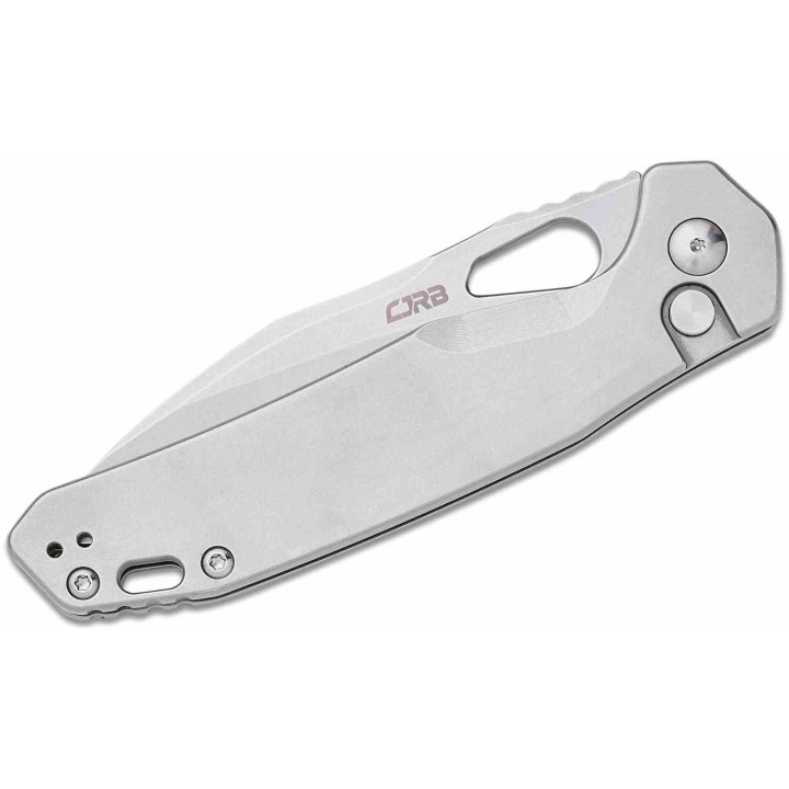 Couteau CJRB Frack Gray Lame Acier AR-RPM9 Stonewash Manche Acier IKBS Button Lock Clip J1931ST - Livraison Gratuite