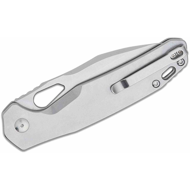Couteau CJRB Frack Gray Lame Acier AR-RPM9 Stonewash Manche Acier IKBS Button Lock Clip J1931ST - Livraison Gratuite