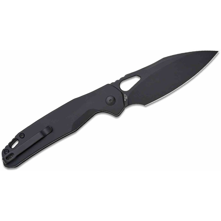Couteau CJRB Frack Black Lame Acier AR-RPM9 Black Manche Acier Button Lock IKBS Clip J1931BST - Livraison Gratuite