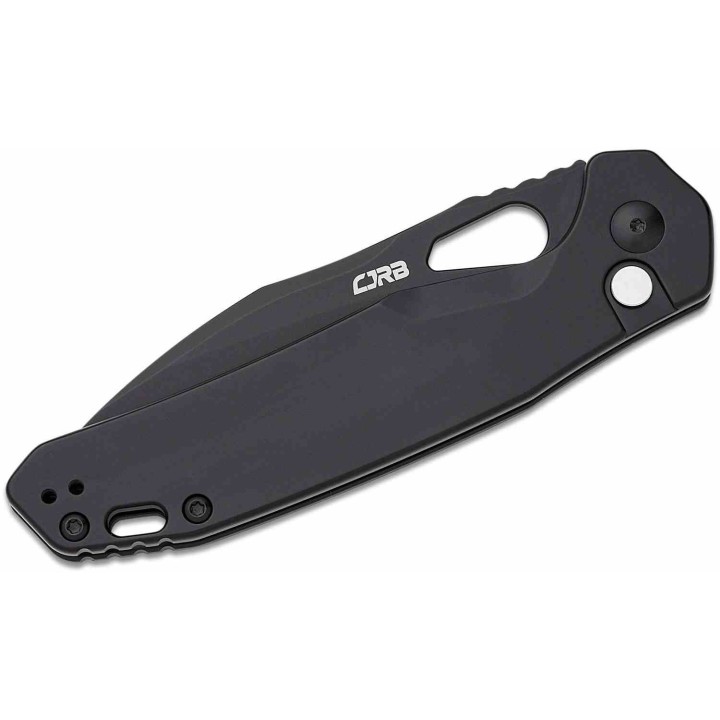 Couteau CJRB Frack Black Lame Acier AR-RPM9 Black Manche Acier Button Lock IKBS Clip J1931BST - Livraison Gratuite
