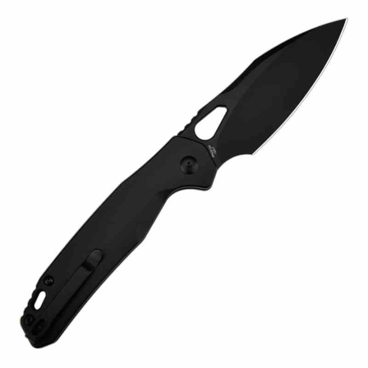 Couteau CJRB Frack Black Lame Acier AR-RPM9 Black Manche Acier Button Lock IKBS Clip J1931BST - Livraison Gratuite