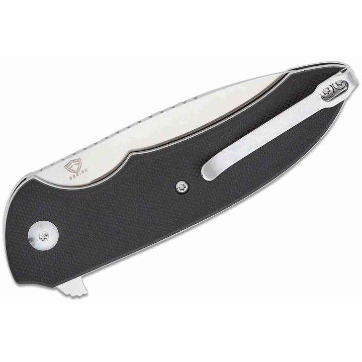 Couteau CJRB Space Cowboy Black Lame Acier AR-RPM9 Satin Manche G10 Button Lock IKBS Clip J1930BK - Livraison Gratuite