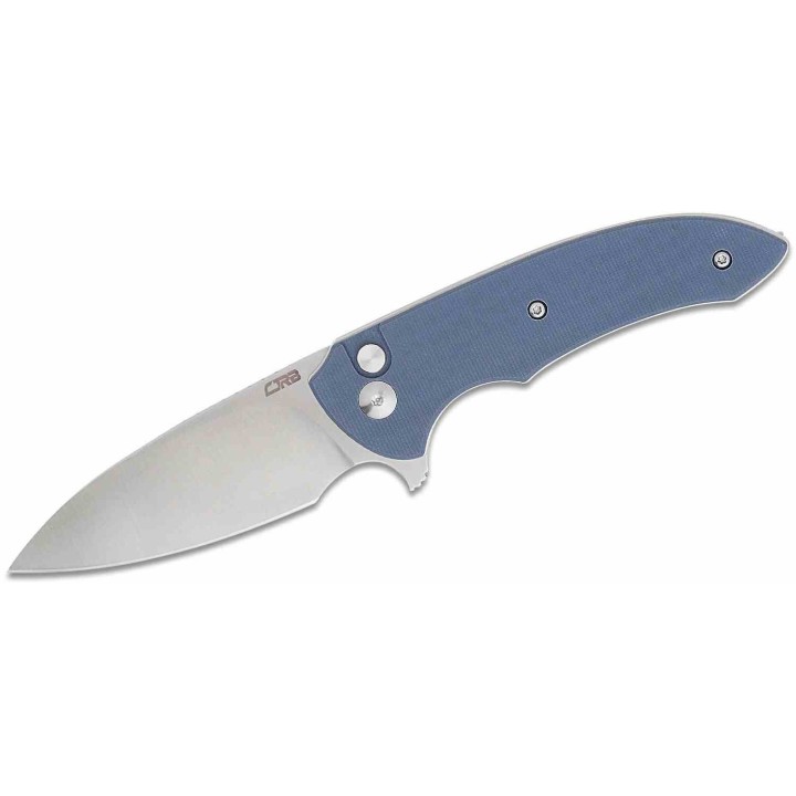 Couteau CJRB Space Cowboy Blue Lame Acier AR-RPM9 Satin Manche G10 Button Lock IKBS Clip J1930GY - Livraison Gratuite