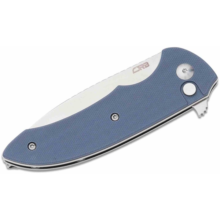 Couteau CJRB Space Cowboy Blue Lame Acier AR-RPM9 Satin Manche G10 Button Lock IKBS Clip J1930GY - Livraison Gratuite