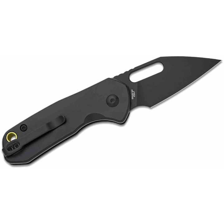 Couteau CJRB Mini Pyrite Wharncliffe Lame Acier AR-RPM9 Black Manche Aluminium Button Lock IKBS Clip J1933BBK - Livraison Gratui