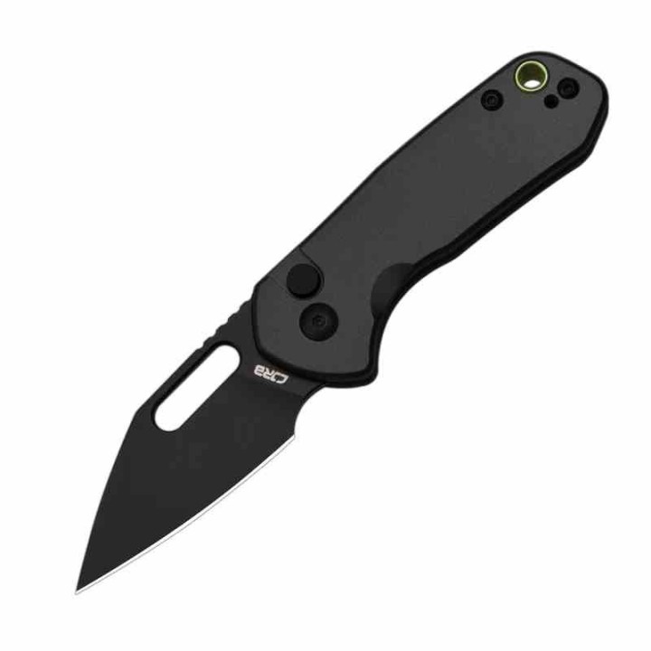 Couteau CJRB Mini Pyrite Wharncliffe Lame Acier AR-RPM9 Black Manche Aluminium Button Lock IKBS Clip J1933BBK - Livraison Gratui