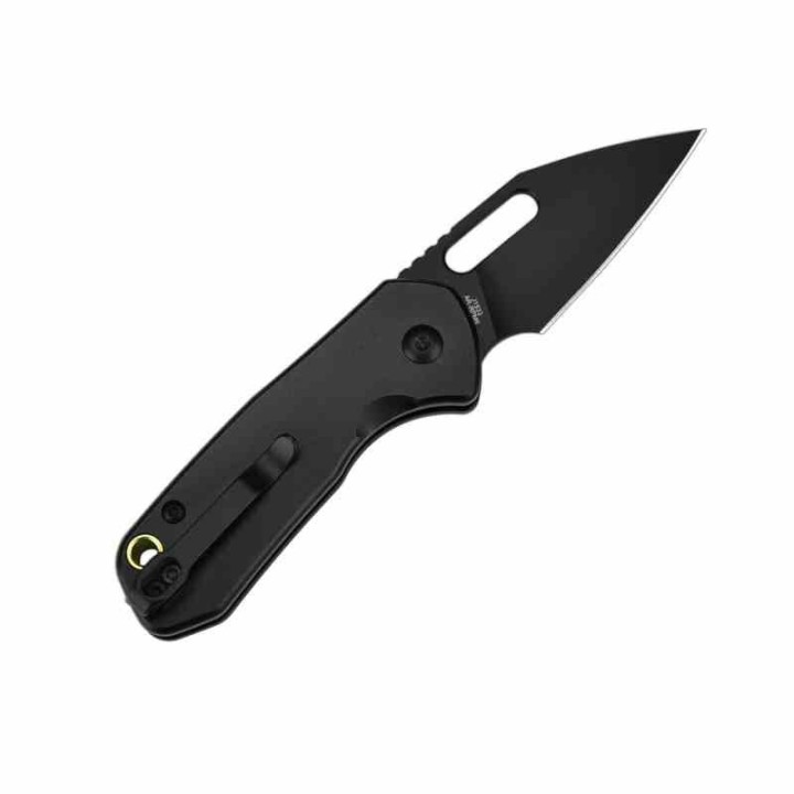 Couteau CJRB Mini Pyrite Wharncliffe Lame Acier AR-RPM9 Black Manche Aluminium Button Lock IKBS Clip J1933BBK - Livraison Gratui