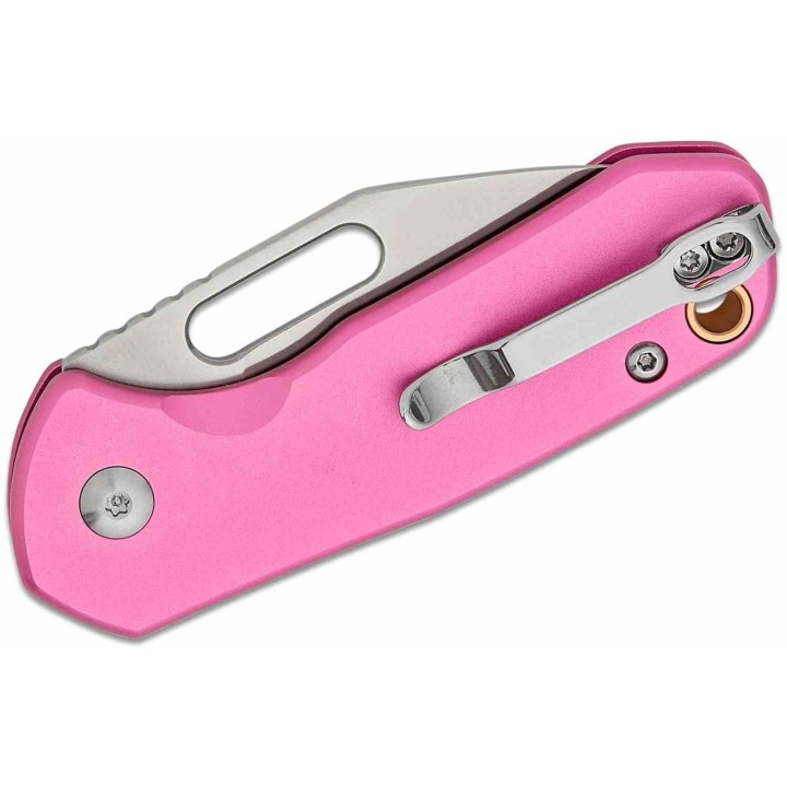Couteau CJRB Mini Pyrite Pink Wharncliffe Lame Acier AR-RPM9 Sand Polished Button Lock IKBS Clip J1933PK - Livraison Gratuite