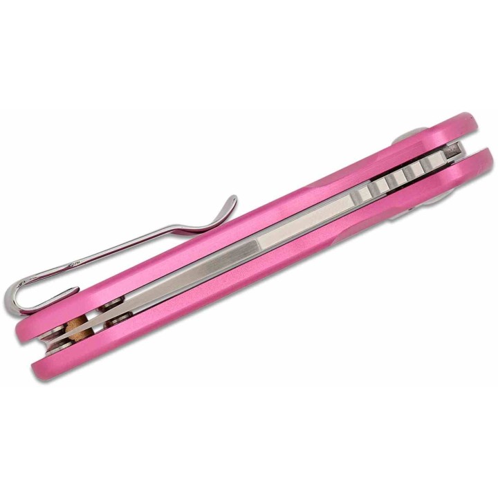 Couteau CJRB Mini Pyrite Pink Wharncliffe Lame Acier AR-RPM9 Sand Polished Button Lock IKBS Clip J1933PK - Livraison Gratuite