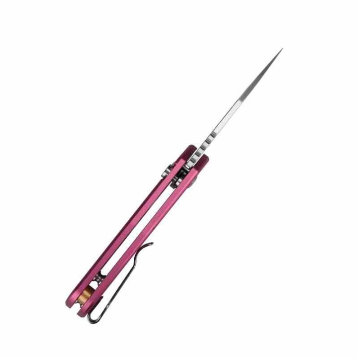 Couteau CJRB Mini Pyrite Pink Wharncliffe Lame Acier AR-RPM9 Sand Polished Button Lock IKBS Clip J1933PK - Livraison Gratuite