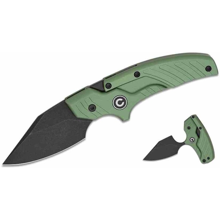 Couteau CIVIVI Typhoeus Green Push Dagger Lame Acier 14C28N Black Manche Aluminum Etui Cuir CIVC210364 - Livraison Gratuite