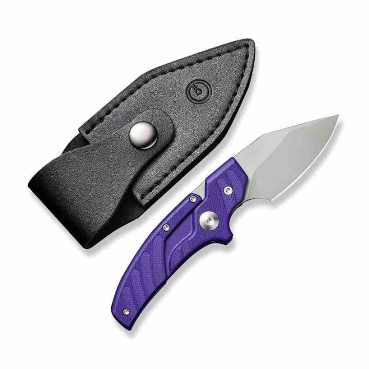 Couteau CIVIVI Typhoeus Purple Push Dagger Lame Acier 14C28N Black Manche Aluminum Etui Cuir CIVC210362 - Livraison Gratuite