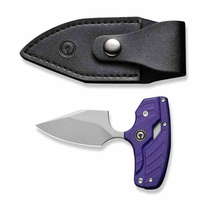 Couteau CIVIVI Typhoeus Purple Push Dagger Lame Acier 14C28N Black Manche Aluminum Etui Cuir CIVC210362 - Livraison Gratuite