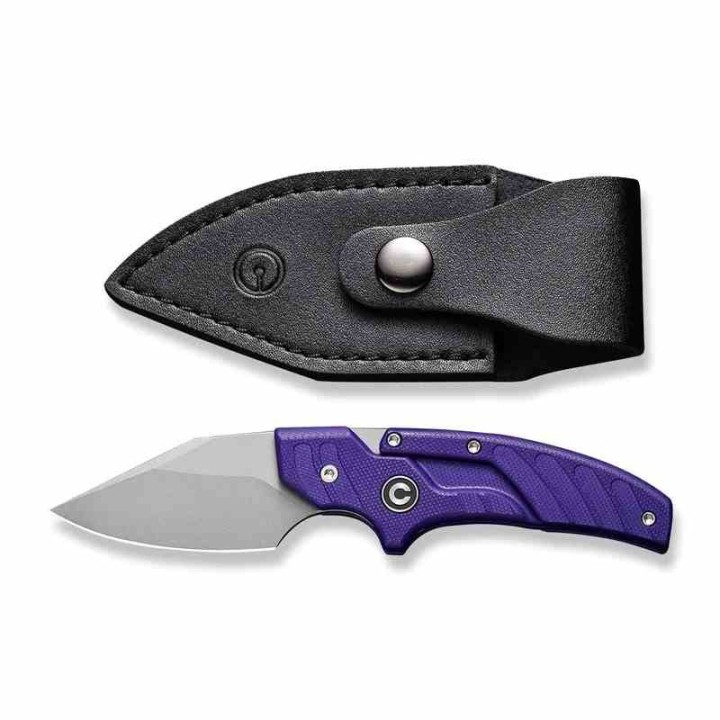 Couteau CIVIVI Typhoeus Purple Push Dagger Lame Acier 14C28N Black Manche Aluminum Etui Cuir CIVC210362 - Livraison Gratuite