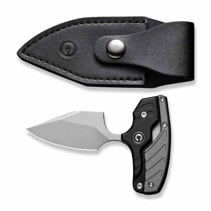 Couteau CIVIVI Typhoeus Black & Gray Push Dagger Lame Acier 14C28N Black Manche Alum Etui Cuir CIVC210363 - Livraison Gratuite