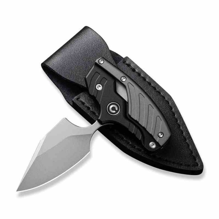 Couteau CIVIVI Typhoeus Black & Gray Push Dagger Lame Acier 14C28N Black Manche Alum Etui Cuir CIVC210363 - Livraison Gratuite