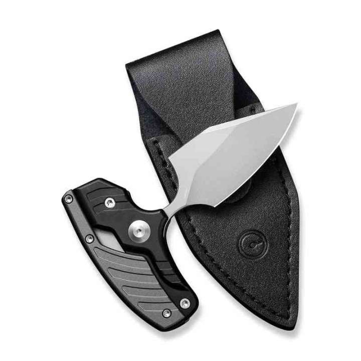 Couteau CIVIVI Typhoeus Black & Gray Push Dagger Lame Acier 14C28N Black Manche Alum Etui Cuir CIVC210363 - Livraison Gratuite