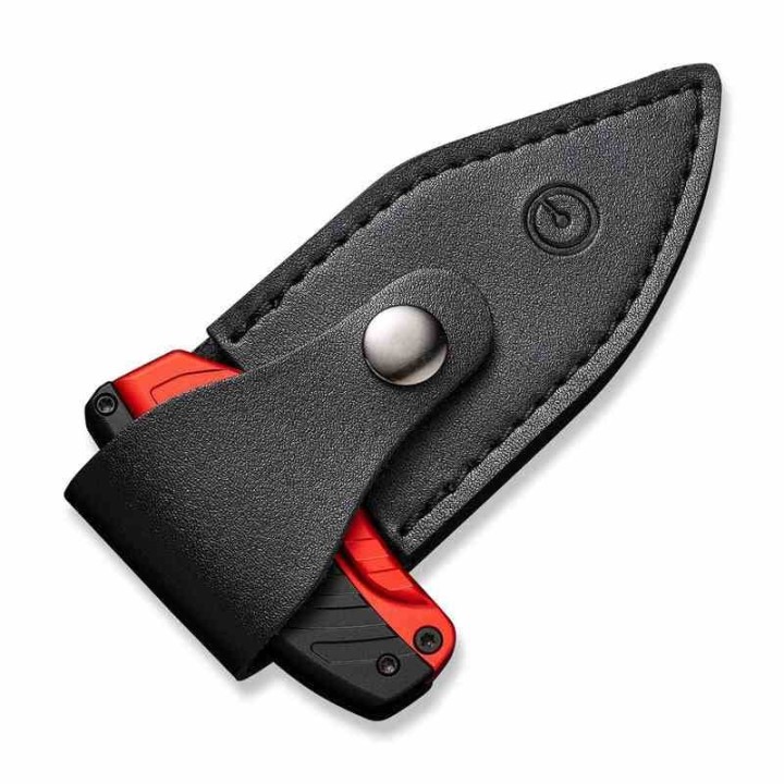 Couteau CIVIVI Typhoeus Red & Black Push Dagger Lame Acier Damas Black Manche Alu Etui Cuir CIVC21036DS1 - Livraison Gratuite