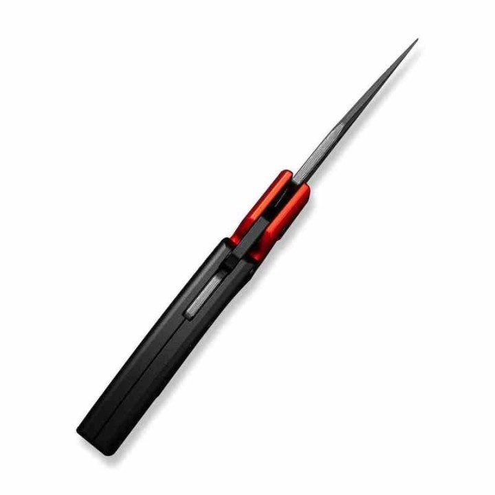 Couteau CIVIVI Typhoeus Red & Black Push Dagger Lame Acier Damas Black Manche Alu Etui Cuir CIVC21036DS1 - Livraison Gratuite