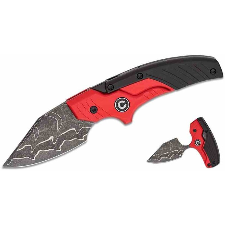 Couteau CIVIVI Typhoeus Red & Black Push Dagger Lame Acier Damas Black Manche Alu Etui Cuir CIVC21036DS1 - Livraison Gratuite