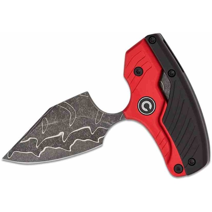 Couteau CIVIVI Typhoeus Red & Black Push Dagger Lame Acier Damas Black Manche Alu Etui Cuir CIVC21036DS1 - Livraison Gratuite