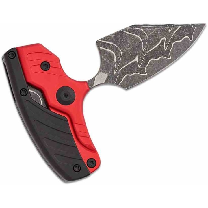 Couteau CIVIVI Typhoeus Red & Black Push Dagger Lame Acier Damas Black Manche Alu Etui Cuir CIVC21036DS1 - Livraison Gratuite