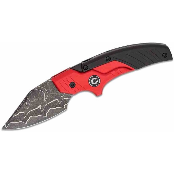 Couteau CIVIVI Typhoeus Red & Black Push Dagger Lame Acier Damas Black Manche Alu Etui Cuir CIVC21036DS1 - Livraison Gratuite