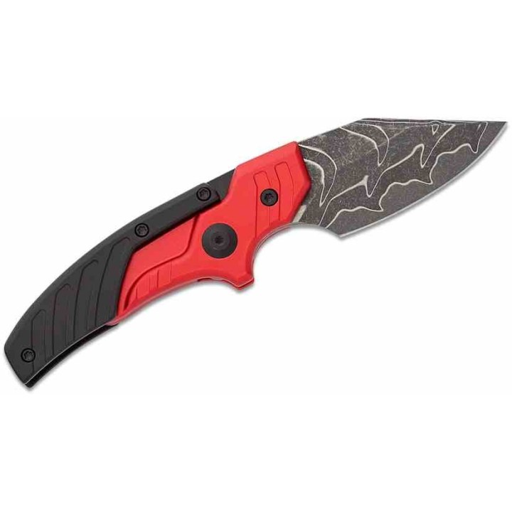 Couteau CIVIVI Typhoeus Red & Black Push Dagger Lame Acier Damas Black Manche Alu Etui Cuir CIVC21036DS1 - Livraison Gratuite