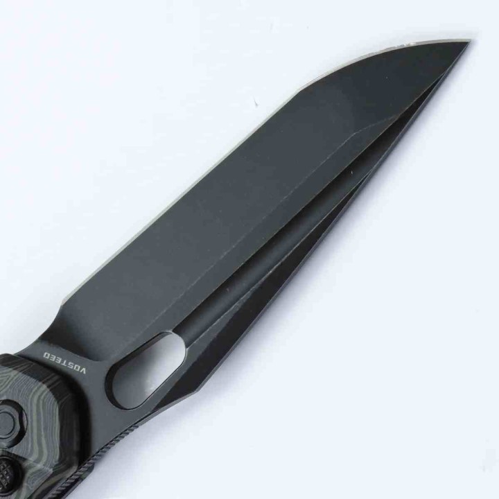 Couteau Vosteed Thunderbird Green Lame Acier S35VN Blackwash Manche GT-Mascus IKBS Button Lock Clip VOSTBSG2 - Livraion Gratuite