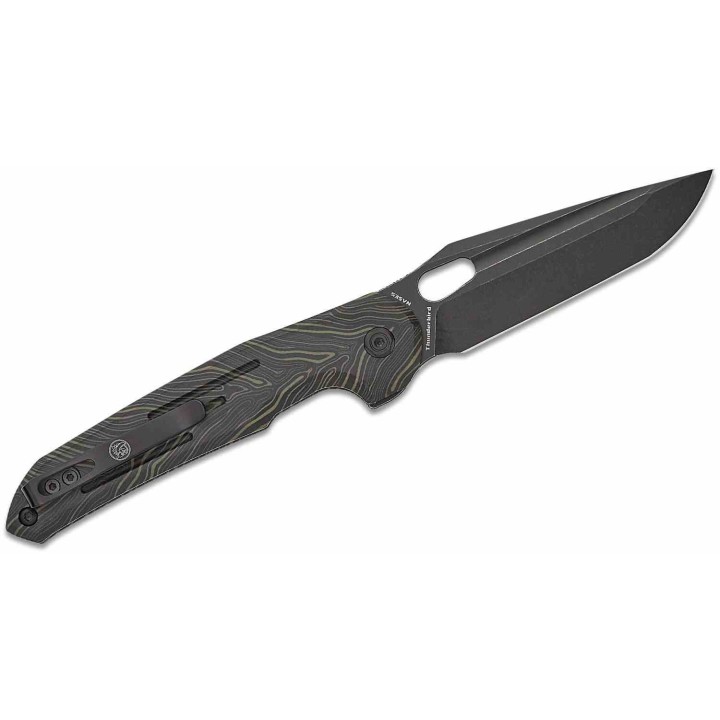 Couteau Vosteed Thunderbird Green Lame Acier S35VN Blackwash Manche GT-Mascus IKBS Button Lock Clip VOSTBSG2 - Livraion Gratuite